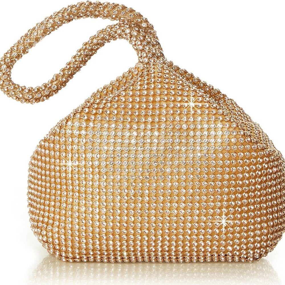 Women's Rhinestone Clutch Satin Evening Bag Small or One Size Party Purse